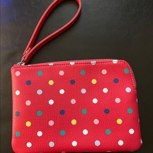 Colorful red polka dot hand purse